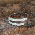 Open Ring with Iridescent White Stone in Silver Colour