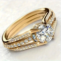 Fine Zirconia Ring with Bright Sparkle in Gold Colour