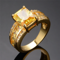 Yellow Glass Stone Ring with Warm Setting in Gold Colour
