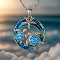 Turtle Pendant Necklace in White Gold Colour with Seaside Charm