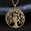 Collar con colgante de árbol de la vida y búho en color oro