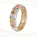 White Floral Ring with Petal Detail in Gold Colour