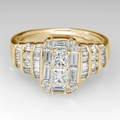 White Glass Ring with Simple Mount in Gold Colour for Daily Wear