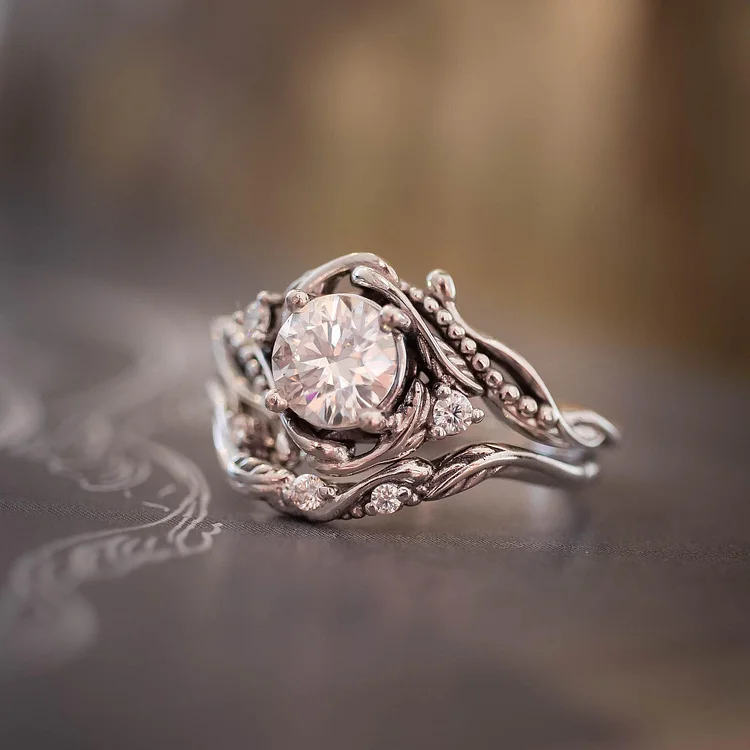 Layered White Glass Ring with Stacked Look in Silver Colour