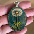 Realistic Dandelion Pendant Necklace with Wish Motif