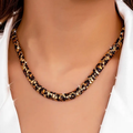 Leopard-Pattern Spotted Stone Pendant Necklace with Bold Markings