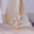Violet Tree of Life Pendant Necklace with Delicate Branches