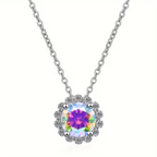 Collar geométrico con piedra redonda veteada en varios colores a elegir
