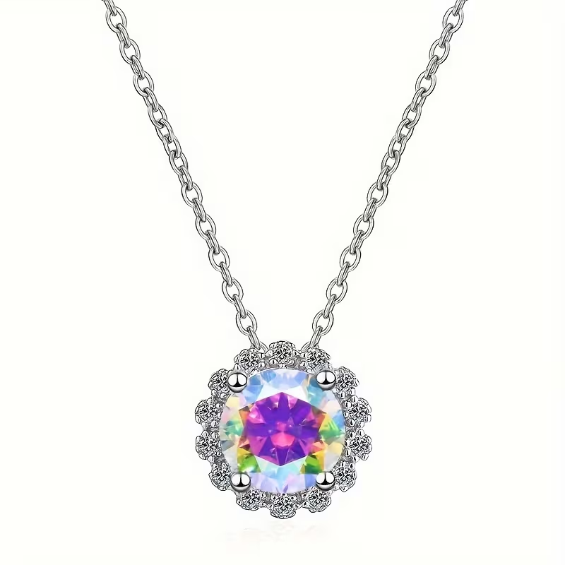 Geometric Round Patterned Stone Necklace in a Choice of Colours