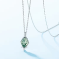 Green Moss-Pattern Stone Necklace with Nature Theme