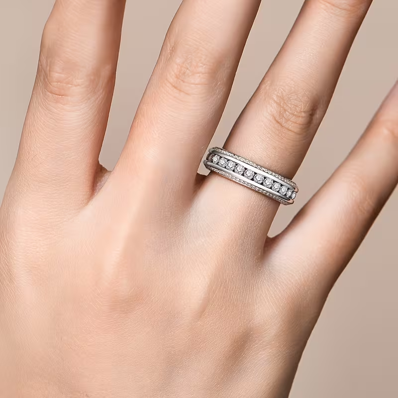 Baguette Zirconia Eternity Ring with Trail Setting