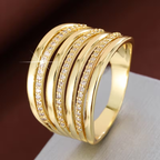 Wide Layered Zirconia Ring with Stacked Design and Bold Sparkle