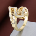 Vintage-Style Zirconia Ring with Tribal-Inspired Pattern