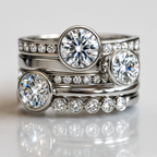Vintage-Style Crystal Layered Ring with Stacked Look in Silver Colour