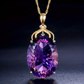 Vintage-Style Violet Crystal Pendant Necklace with Rich Sparkle