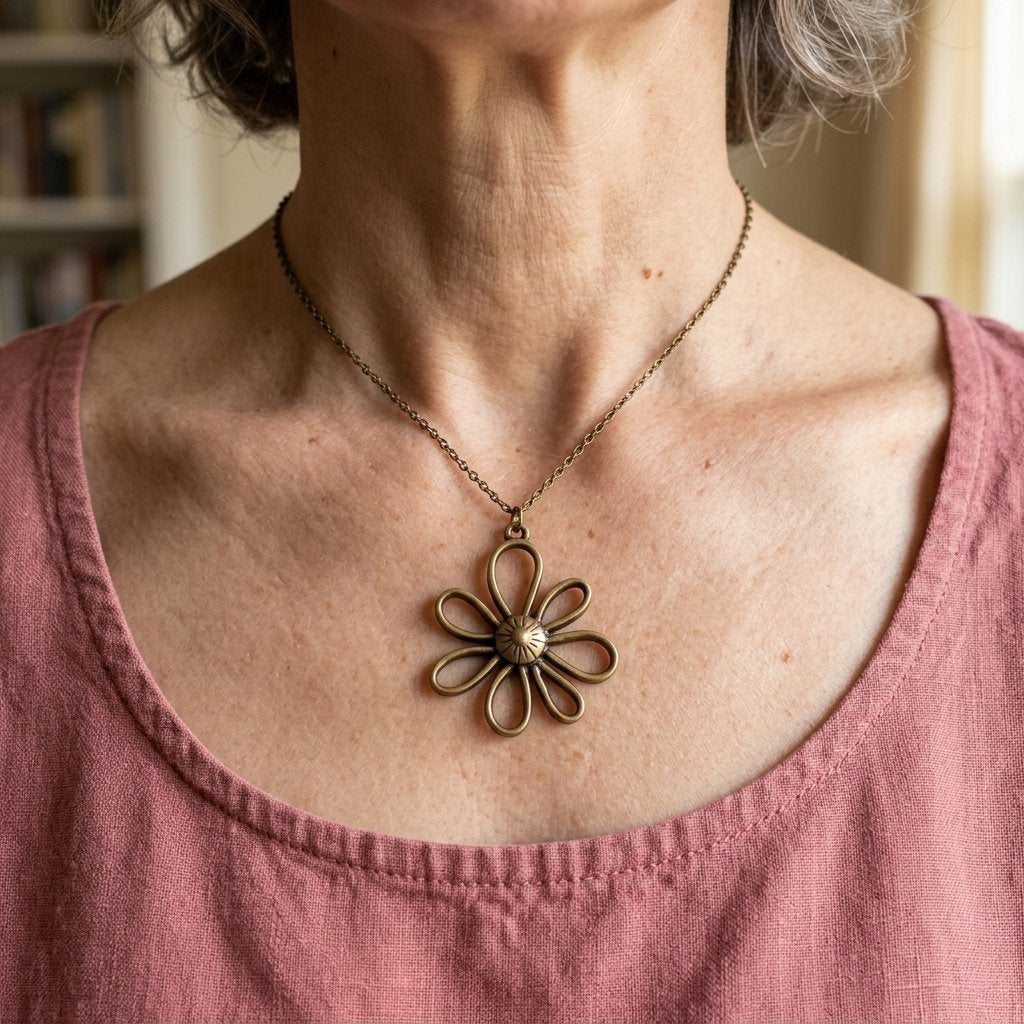 Vintage-Style Necklace in Antique Bronze Colour with Aged Patina