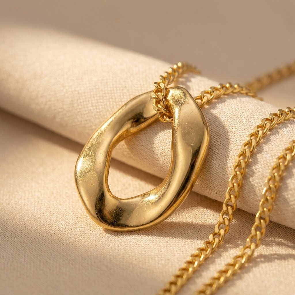 Sculpted Wave Pendant Necklace with Fluid Modern Shape