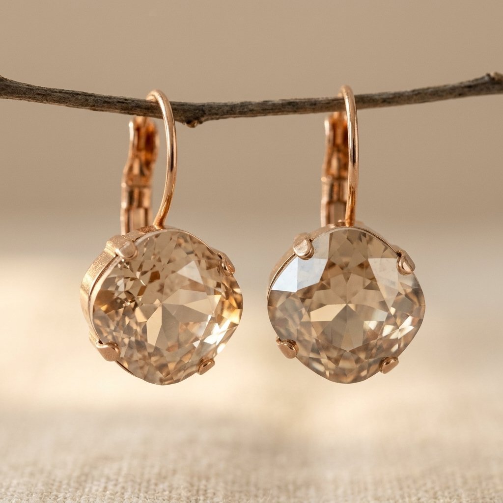 Zirconia Rose Earrings in Rose Gold Colour with Romantic Sparkle
