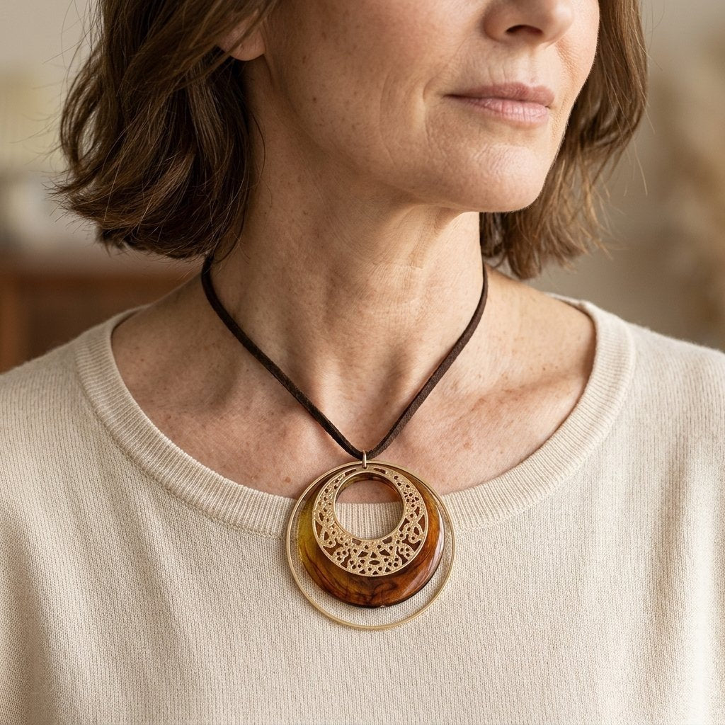 Vintage-Style Boho Pendant Necklace in Gold Colour