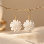 White Blossom Hook Earrings with Fresh Floral Look