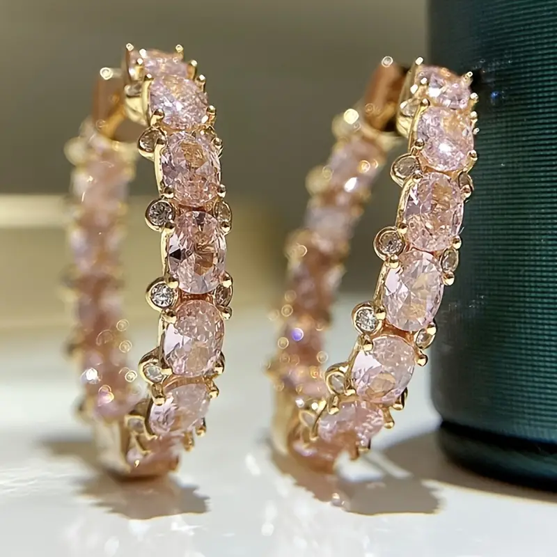 Vintage-Style Sparkling Rose Hoop Earrings with Romantic Charm