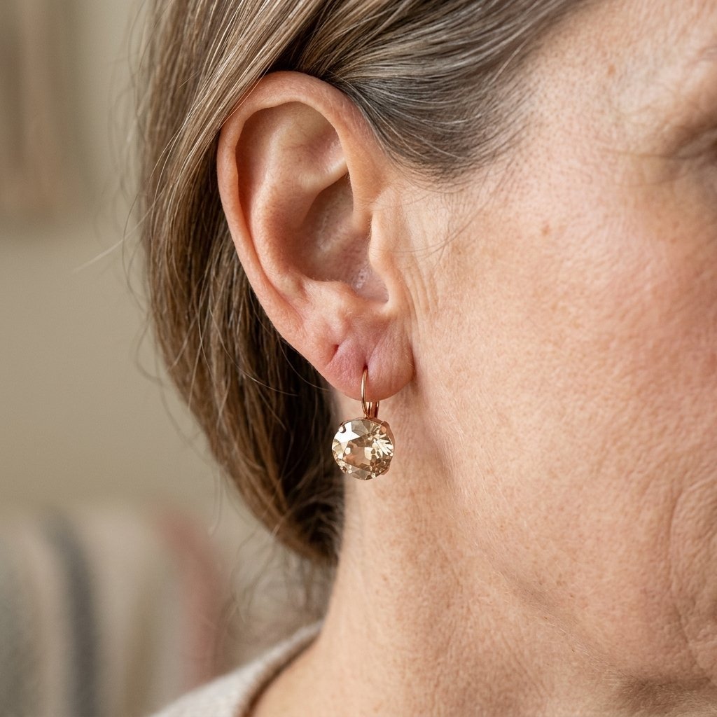 Zirconia Rose Earrings in Rose Gold Colour with Romantic Sparkle