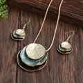 Vintage-Style Blue Stone Layered Necklace Set with Cool Colour