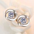 Spiral Earrings with Zirconia in Silver Colour and Bright Sparkle