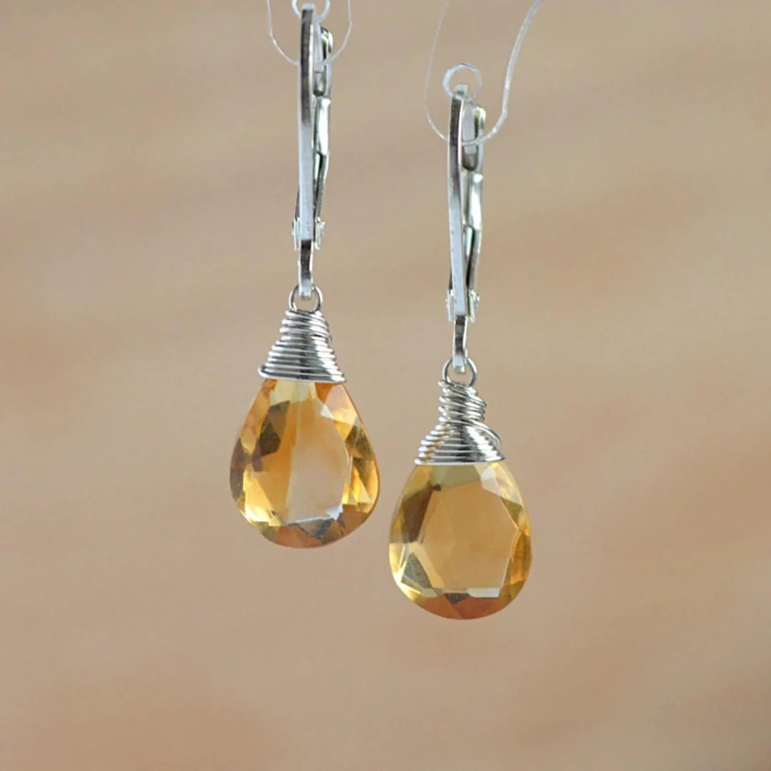 Vintage-Style Yellow Crystal Drop Earrings with Sunny Sparkle