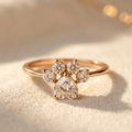 Delicate Paw Print Ring with Zirconia in Rose Gold Colour