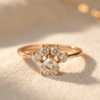 Delicate Paw Print Ring with Zirconia in Rose Gold Colour