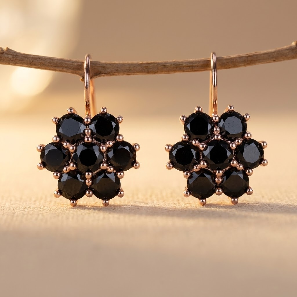 Zirconia Flower Stud Earrings with Bright Sparkle and Neat Petals