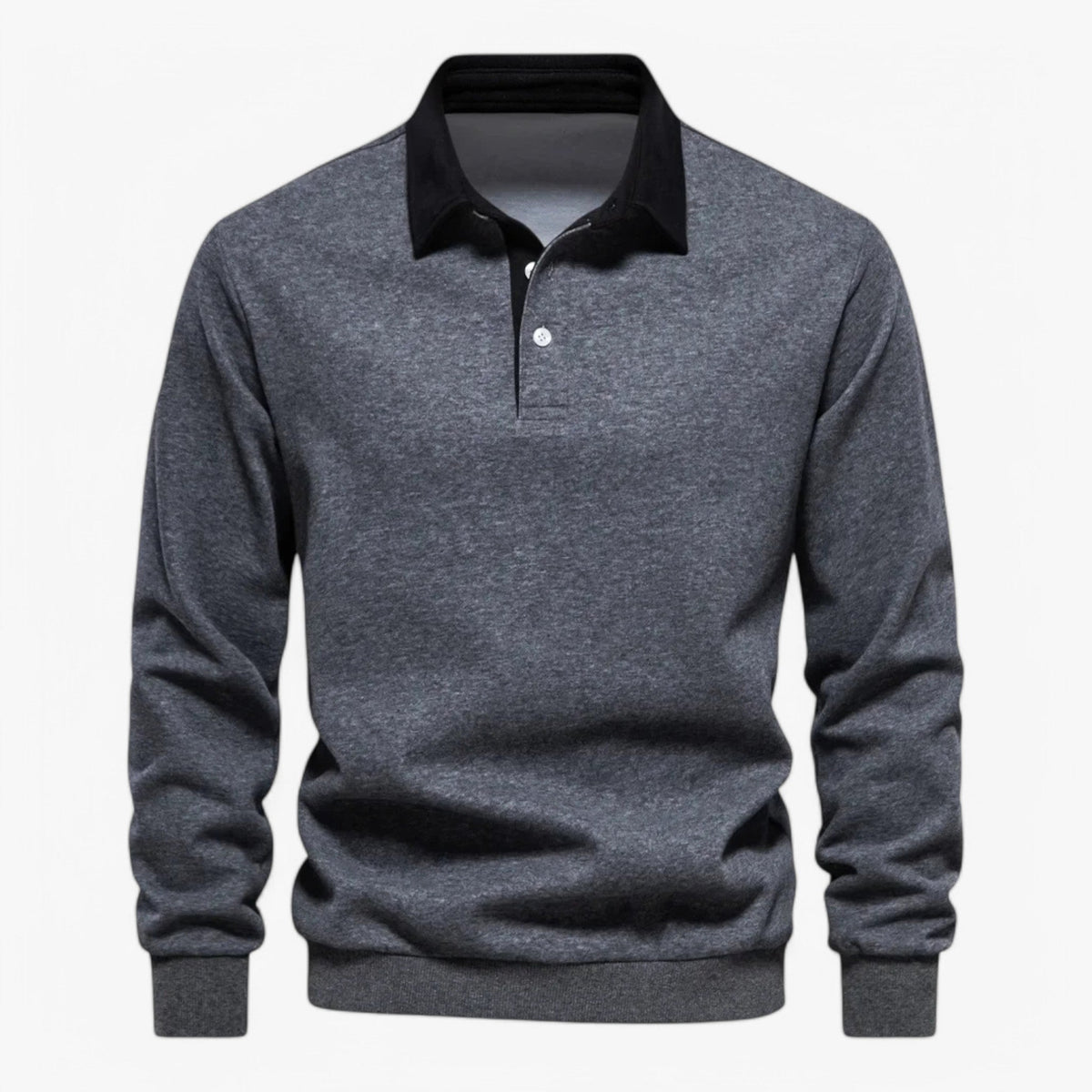 Soft Knitted Polo Sweater with Classic Button Collar