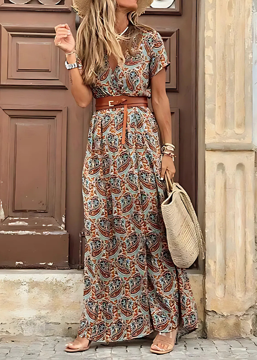 Vestido largo bohemio y fluido de caída holgada