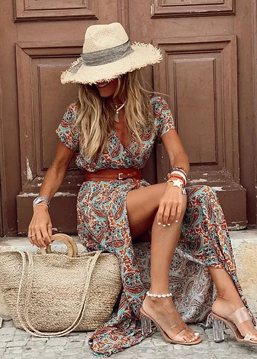 Vestido largo bohemio y fluido de caída holgada