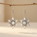 Iridescent White Stone Snowflake Earrings for Winter