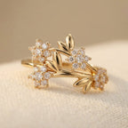 Rustic Hexagonal Flower Cluster Ring with Zirconia