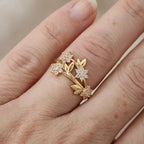 Rustic Hexagonal Flower Cluster Ring with Zirconia