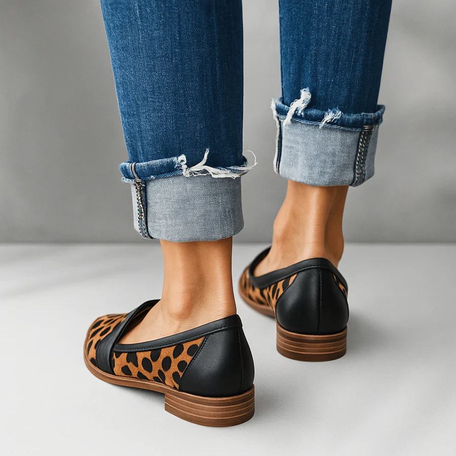 Leather Look Moccasins with Contoured Footbed and Rubber Sole