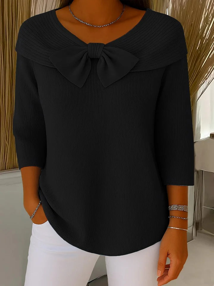 Crew Neck Jumper with Bow Detail