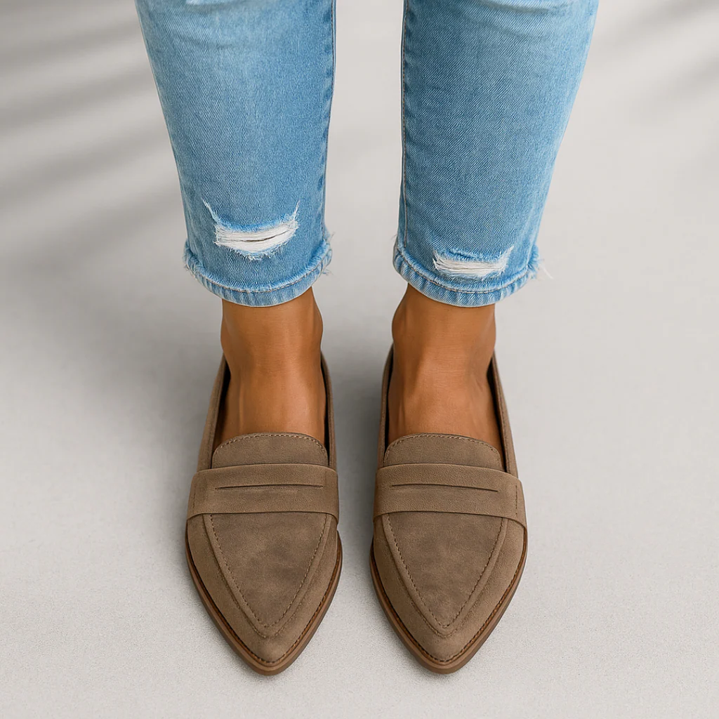 Leather Look Moccasins with Contoured Footbed and Rubber Sole