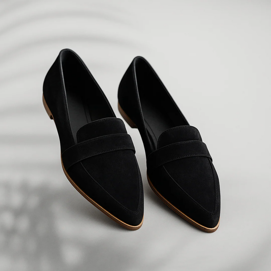 Leather Look Moccasins with Contoured Footbed and Rubber Sole