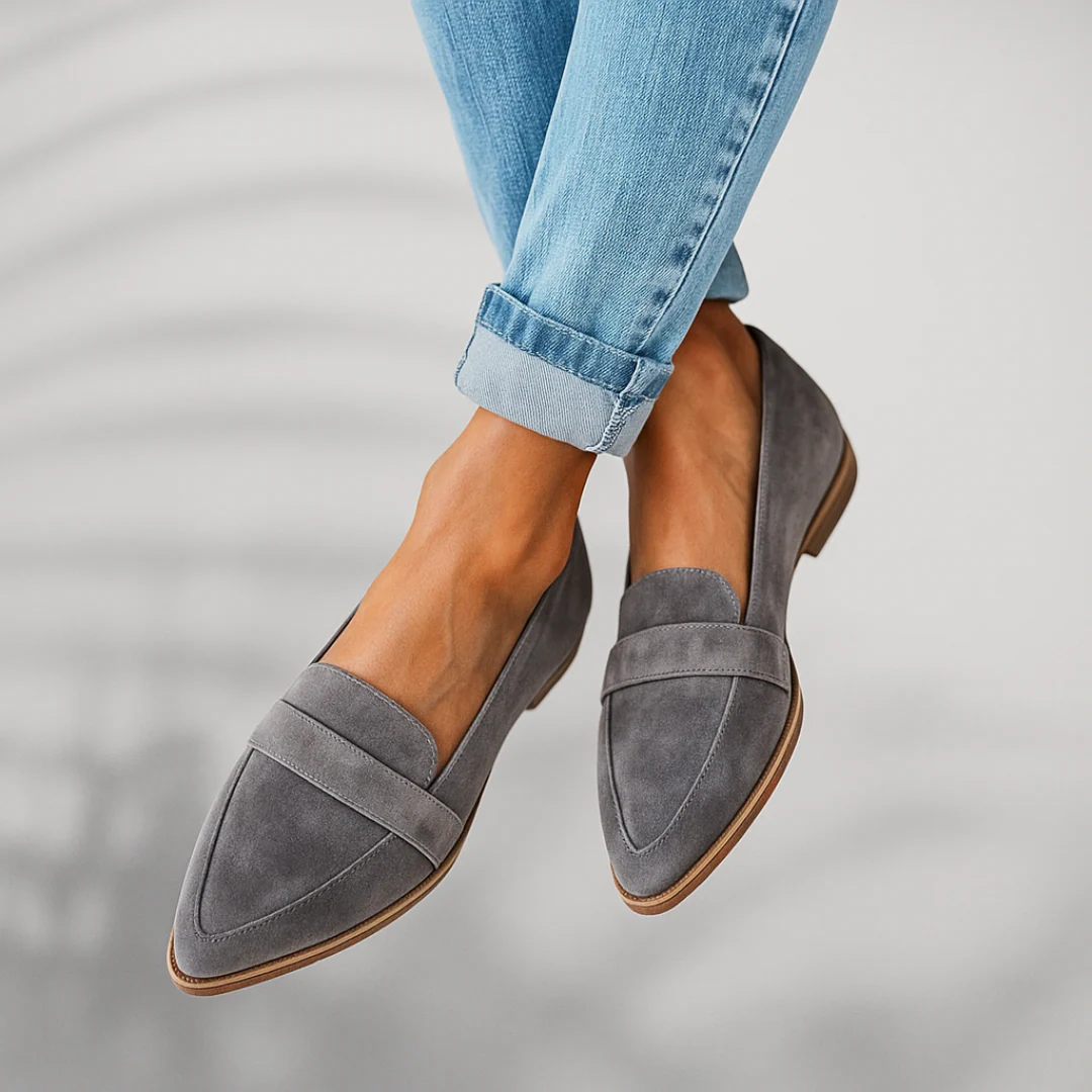 Leather Look Moccasins with Contoured Footbed and Rubber Sole