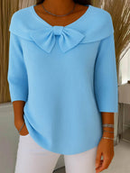 Crew Neck Jumper with Bow Detail