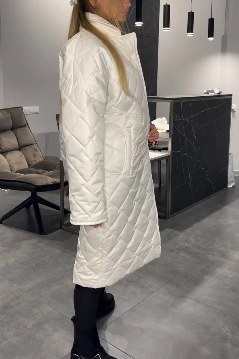 Reversible Quilted Coat with Printed Reverse