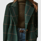 Tailored Plaid Coat with Structured Lapel