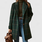 Tailored Plaid Coat with Structured Lapel
