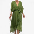 Flowing V-Neck Chiffon Dress for Evenings and Weddings
