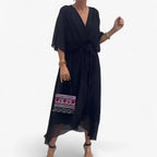 Flowing V-Neck Chiffon Dress for Evenings and Weddings
