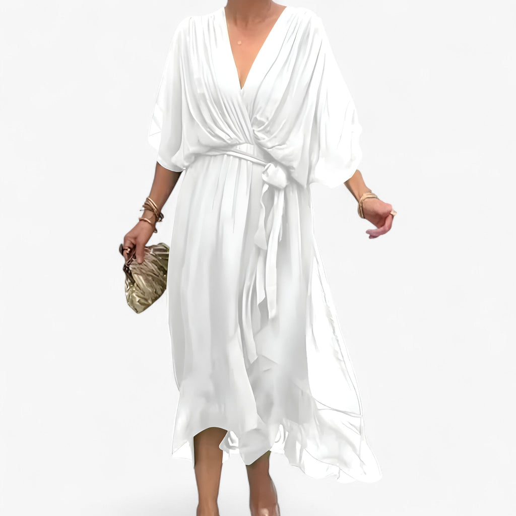 Flowing V-Neck Chiffon Dress for Evenings and Weddings
